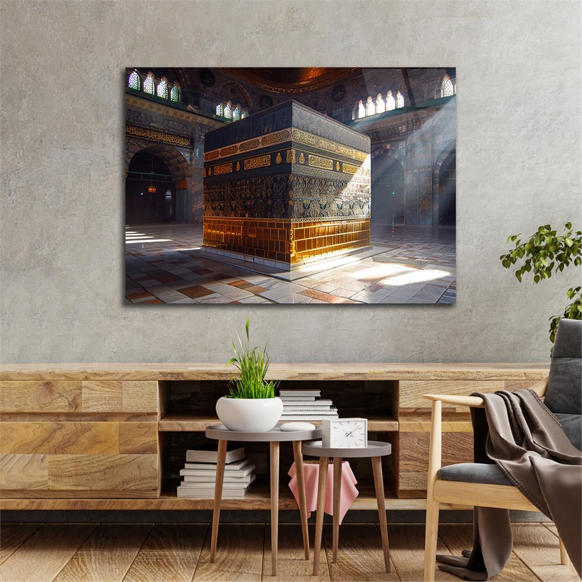 Yatay Dini Temalı Cam Tablo 196