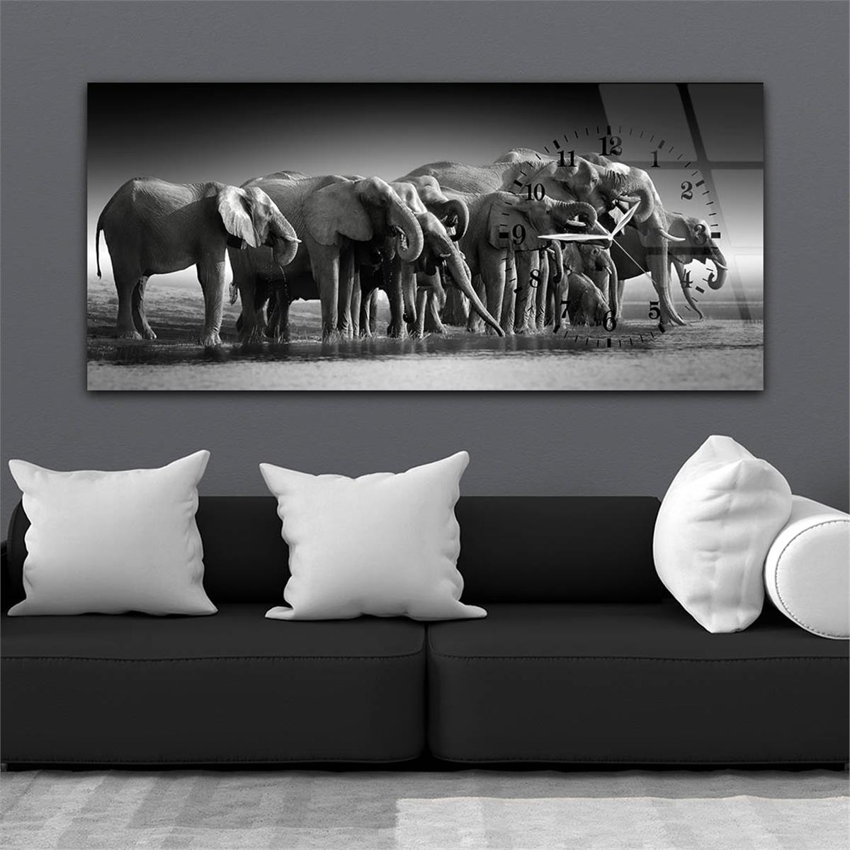 Side-Clock, Art And Nature-Themed Horizontal Glass Wall Painting 044
