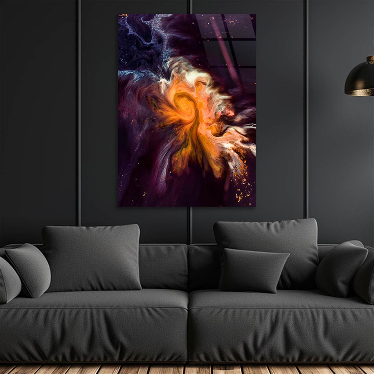 Dikey Sanat Temalı Cam Tablo 492