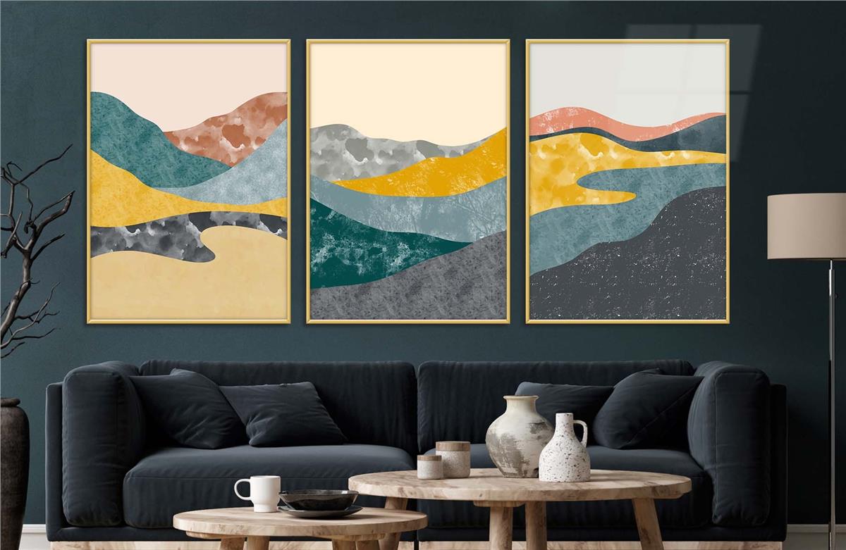 Alüminyum Çerçeveli Sanat Temalı 3lü Set CAM Tablo 0025