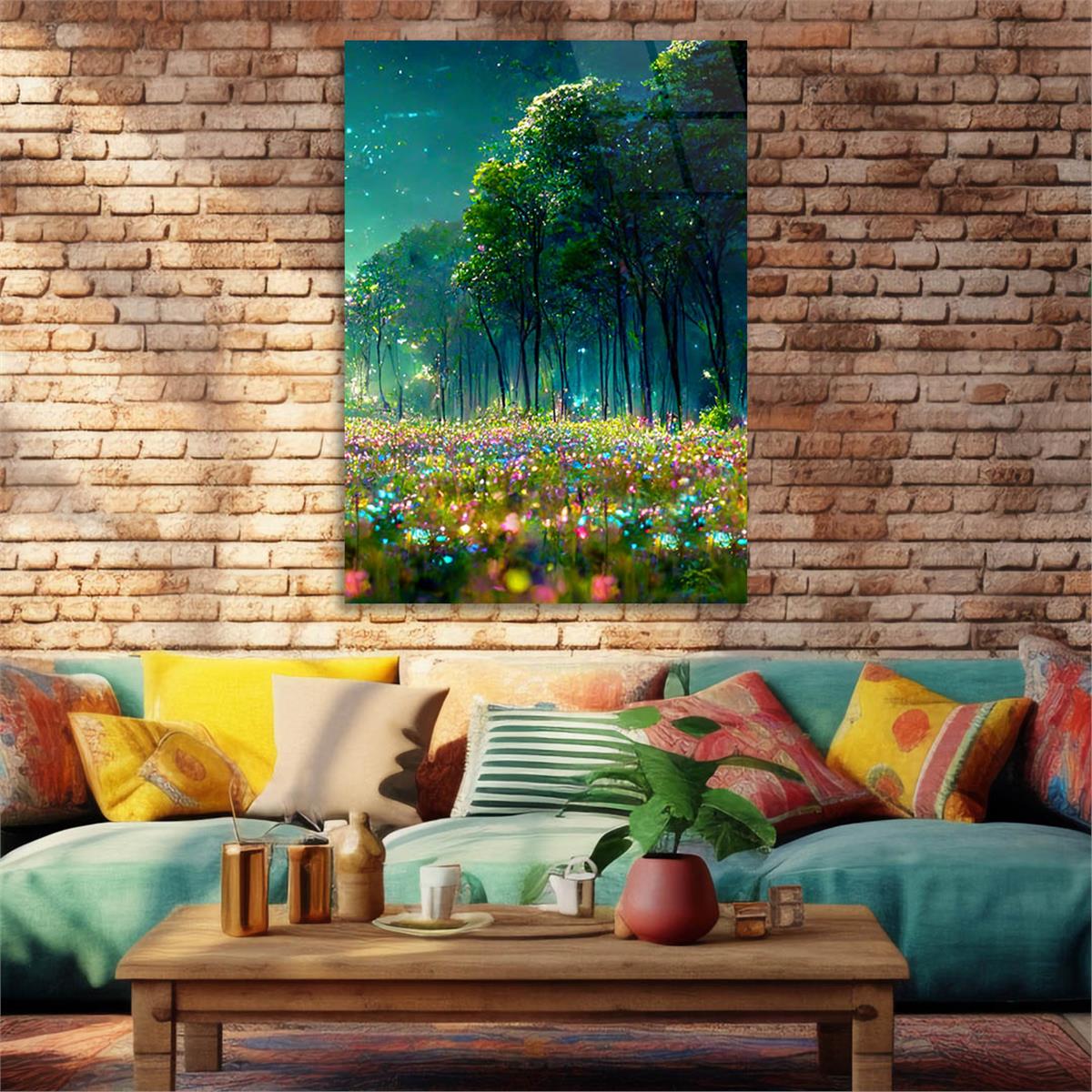 Dikey Doğa Temalı Cam Tablo 247