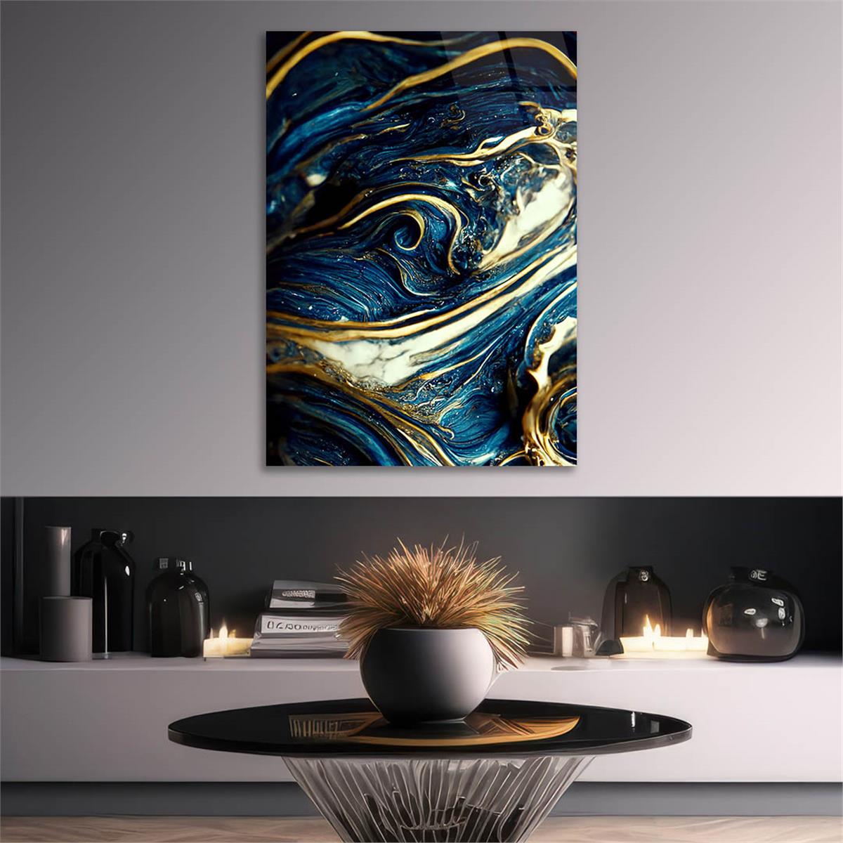 Dikey Sanat Temalı Cam Tablo 556