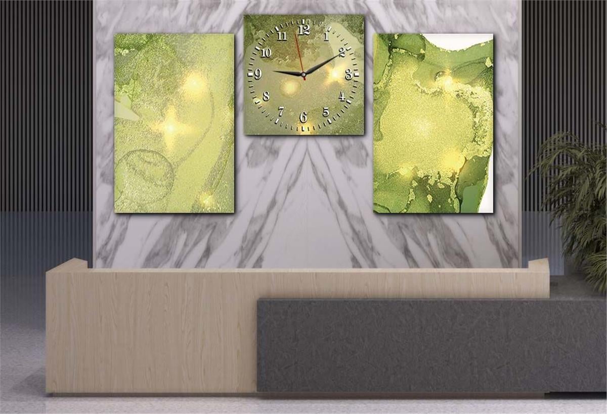 Gehard Glasschilderij Set aan de Kunst Thema Met Klok