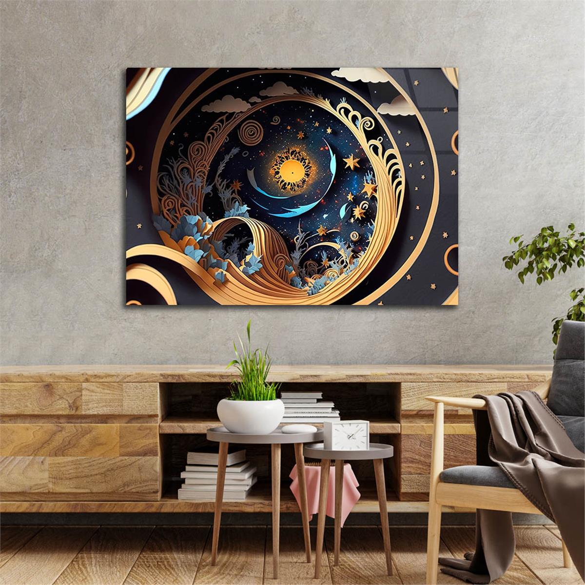 Horizontal Art-Themed Tempered Glass Wall Art 548