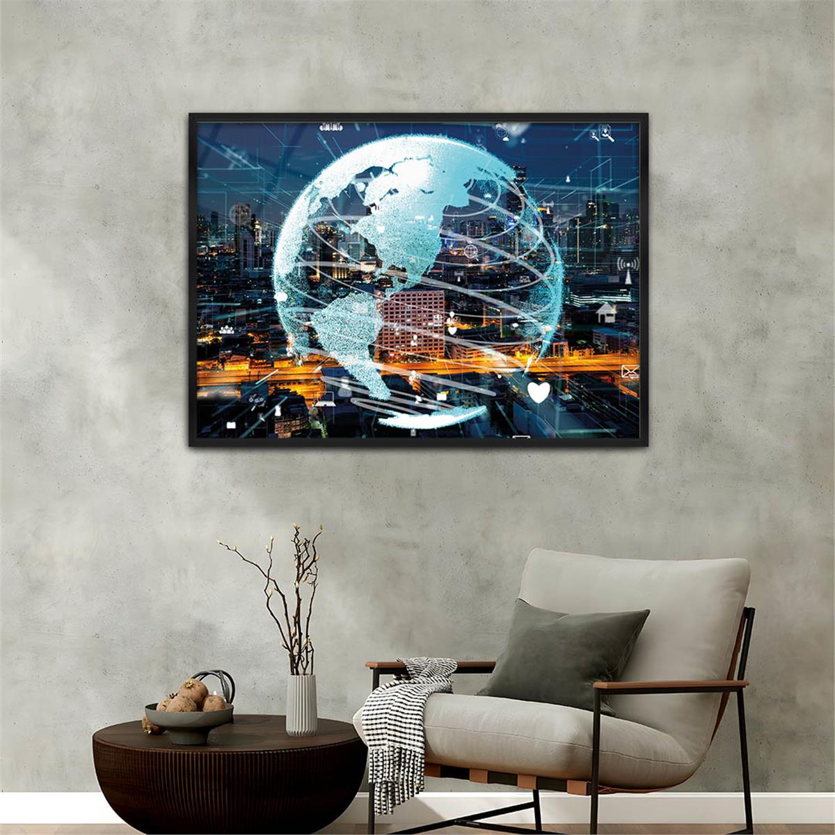 Aluminum-Framed Art-Themed Tempered Glass Wall Art 056