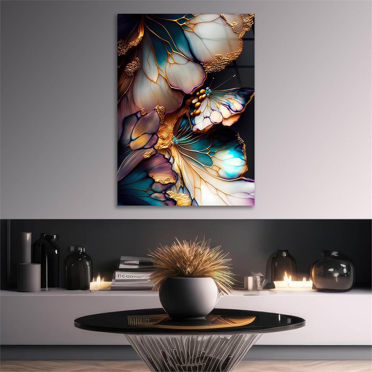 Dikey Sanat Temalı Cam Tablo 371