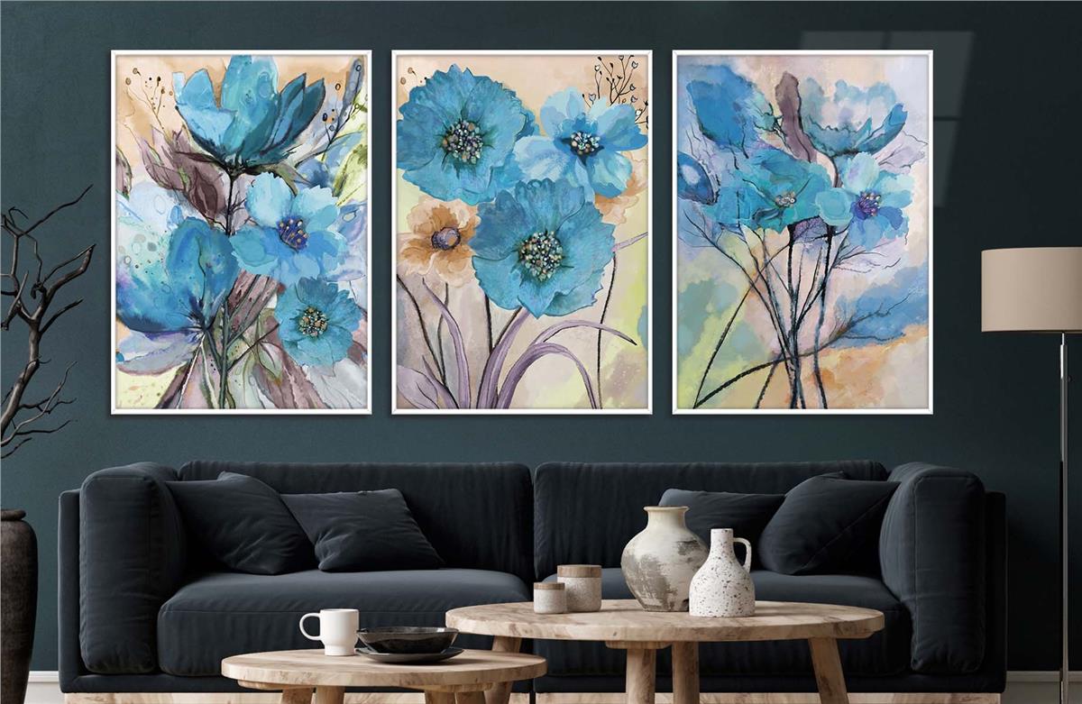 Alüminyum Çerçeveli Sanat Temalı 3lü Set CAM Tablo 0081