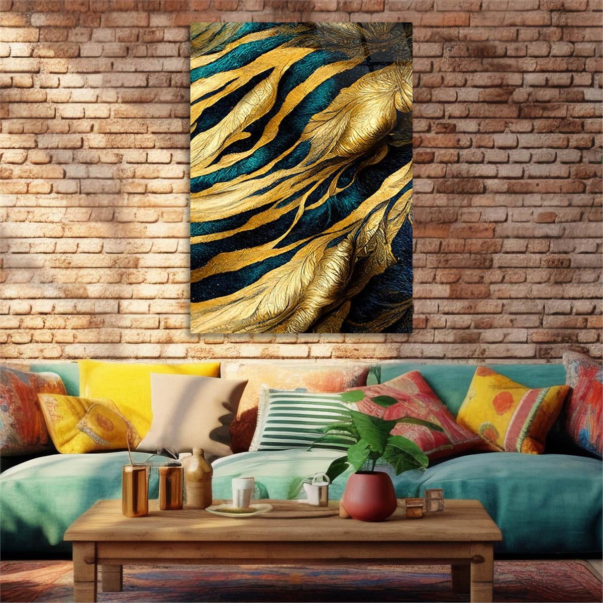 Dikey Sanat Temalı Cam Tablo 561