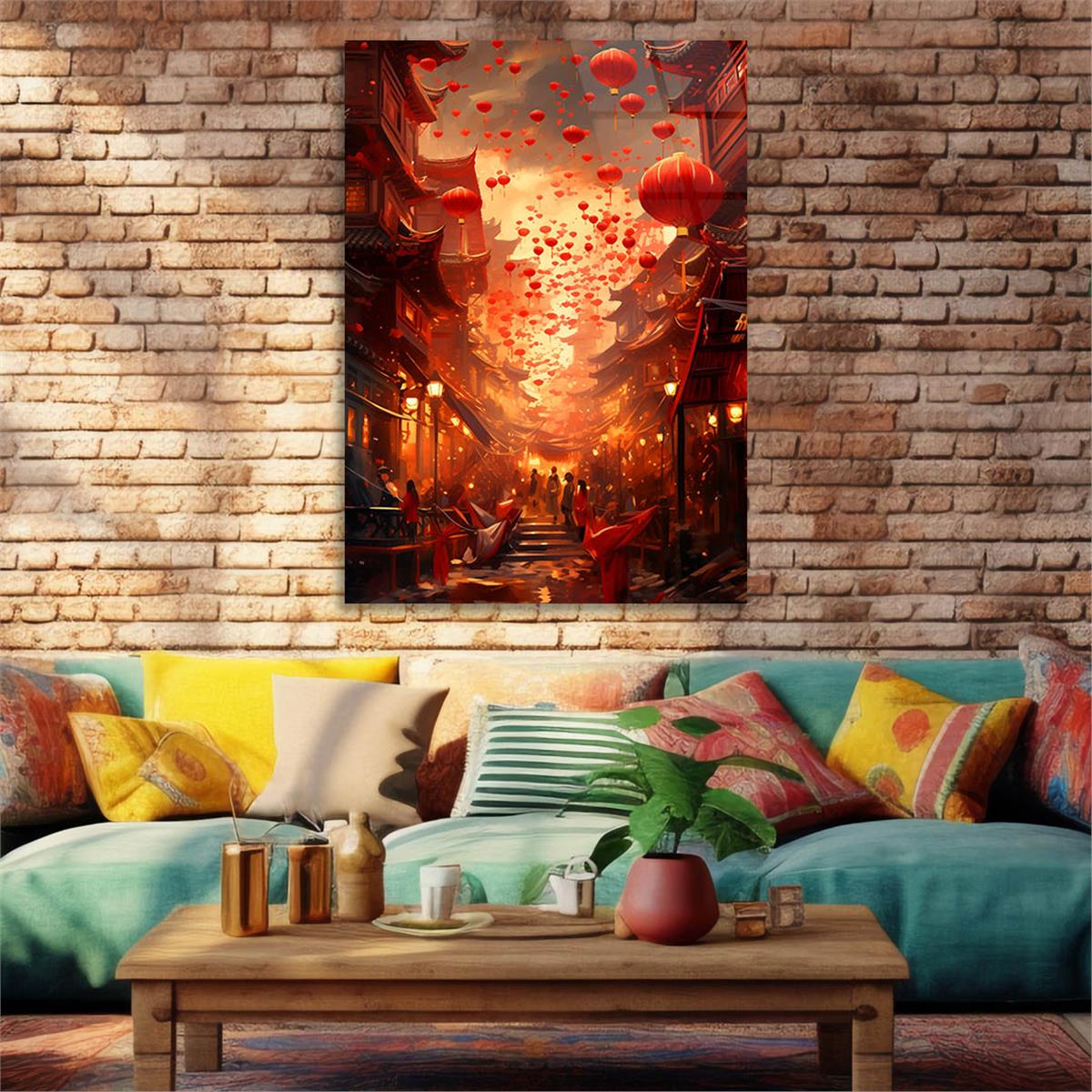 Dikey Sanat Temalı Cam Tablo 430