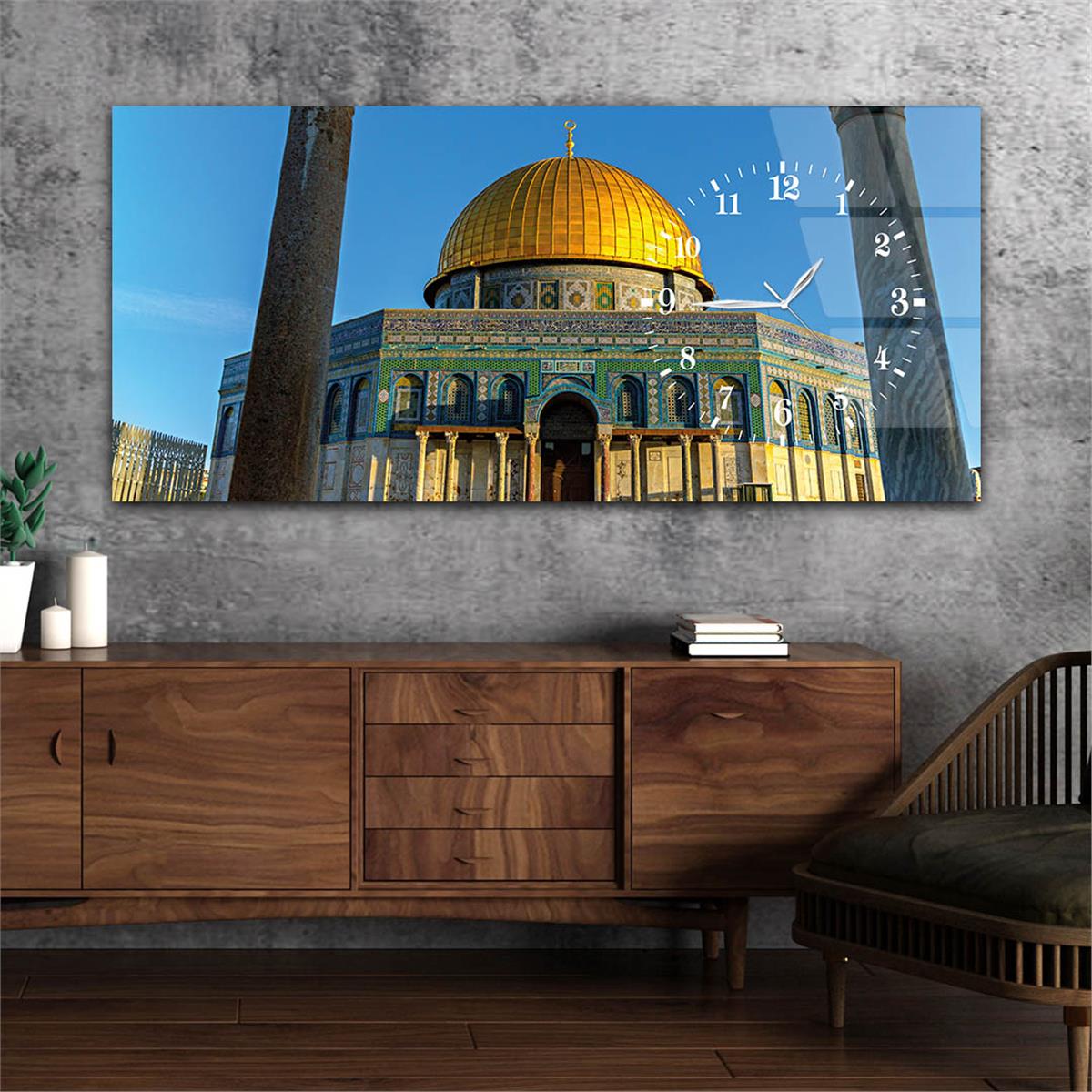 Side-Clock, Religious-Themed Horizontal Glass Wall Painting 029