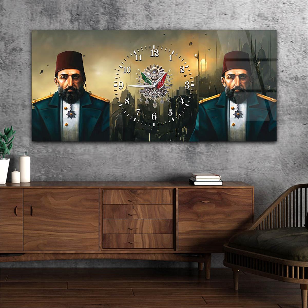لوحة زجاجية أفقية ذات طابع وطني مع ساعة في الوسط 072