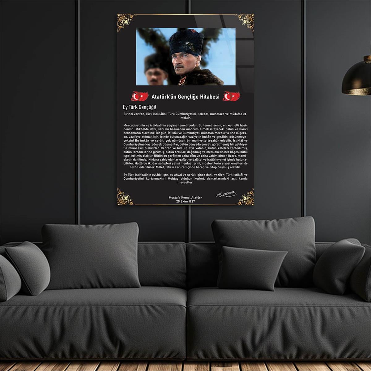 Atatürks adres tot de Turkse jeugd Glasschilderij