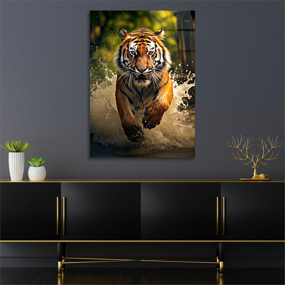 Dikey Doğa Temalı Cam Tablo 412