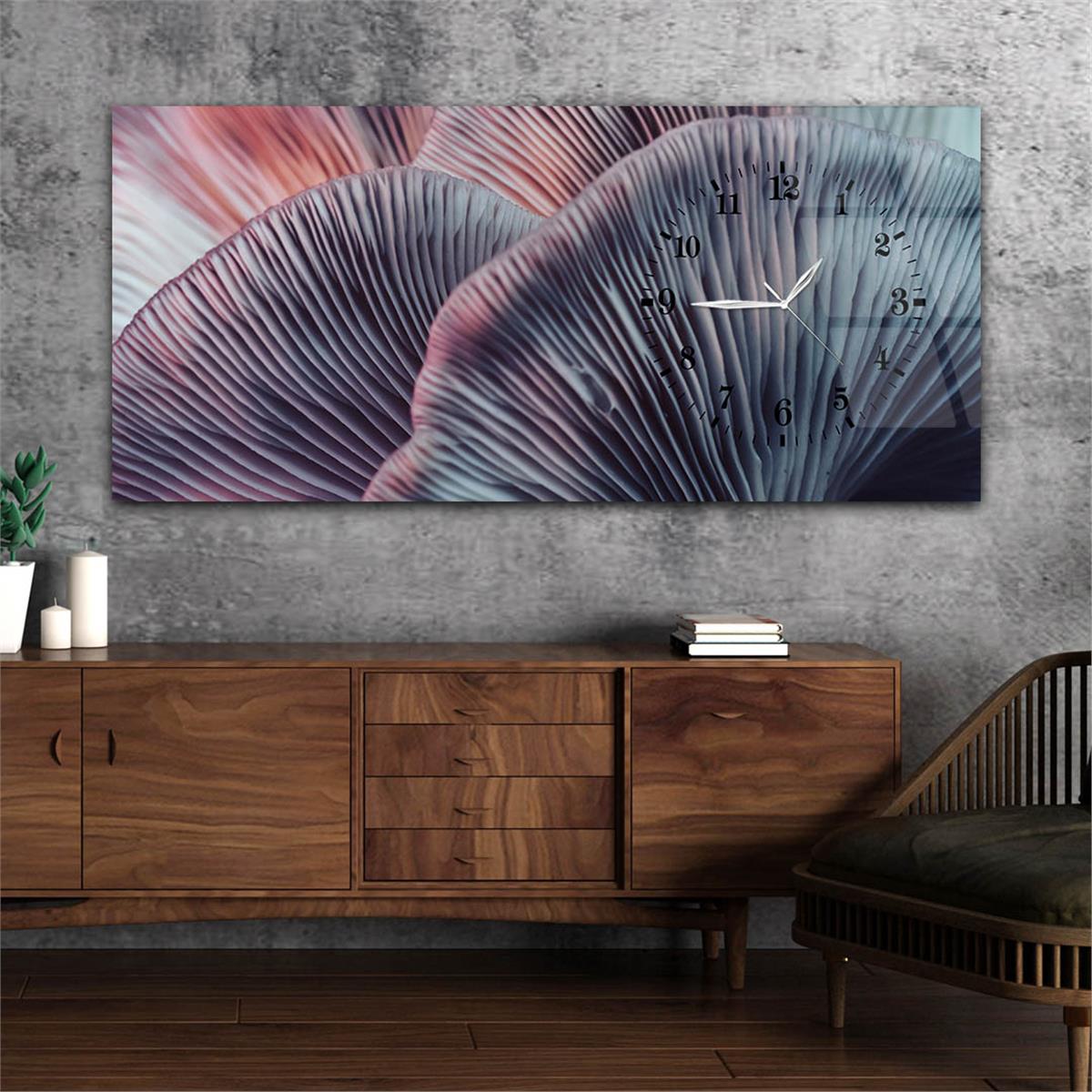 Yatay Saatli Yandan Sanat ve Doğa Temalı Cam Tablo 071