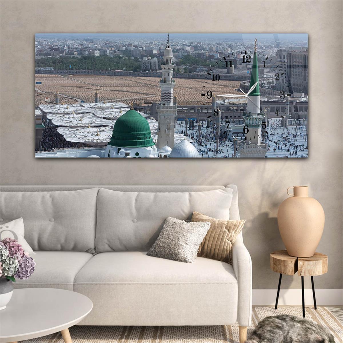 Horizontaal, Aan De Zijkant Voorzien Van Een Klok, Religieus Thema Gehard Glasschilderij 024