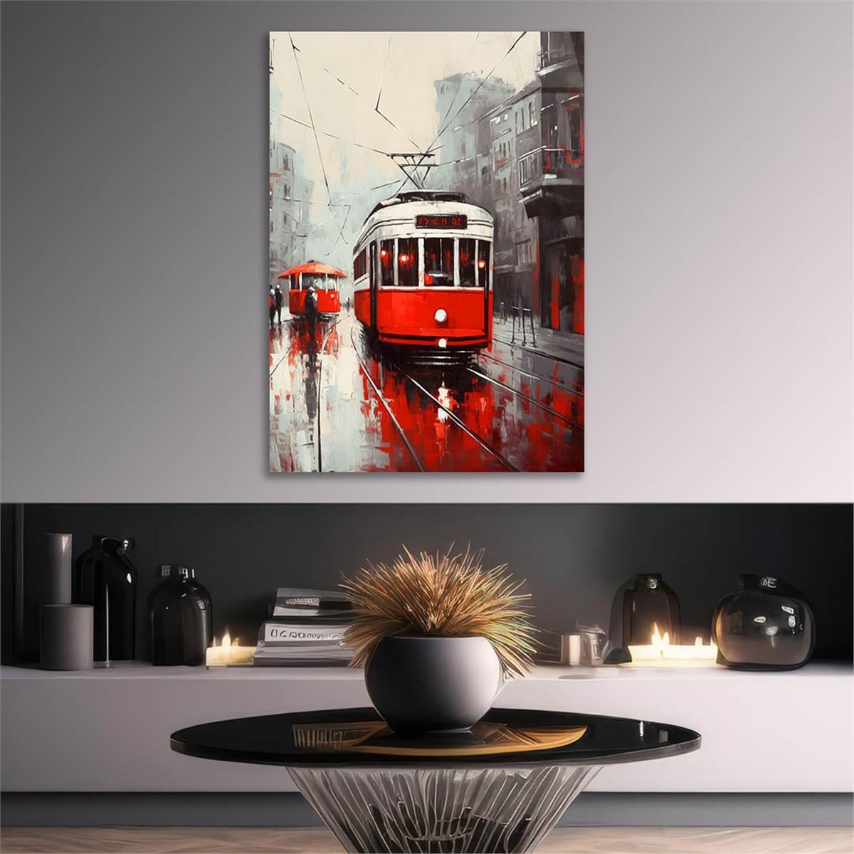 Dikey Sanat Temalı Cam Tablo 533