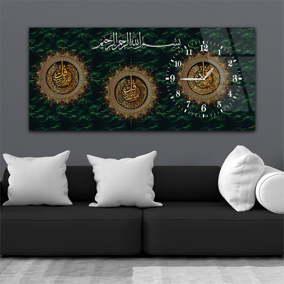 Side-Clock, Religious-Themed Horizontal Glass Wall Painting 059