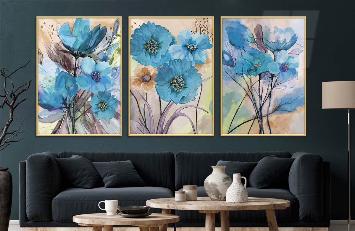 Alüminyum Çerçeveli Sanat Temalı 3lü Set CAM Tablo 0081