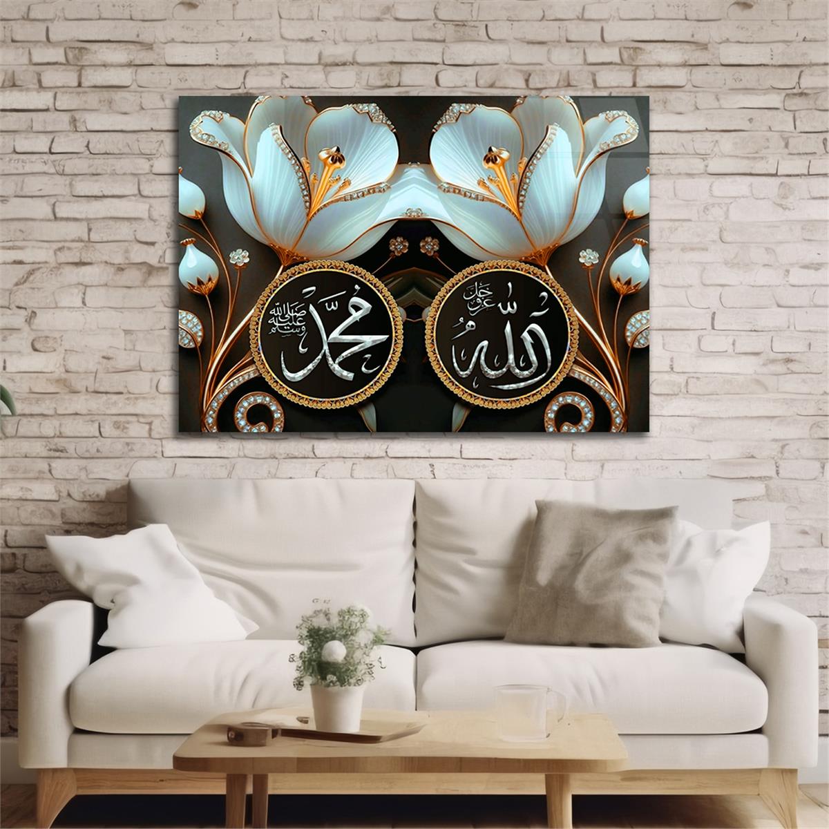 Yatay Dini Temalı Cam Tablo 240