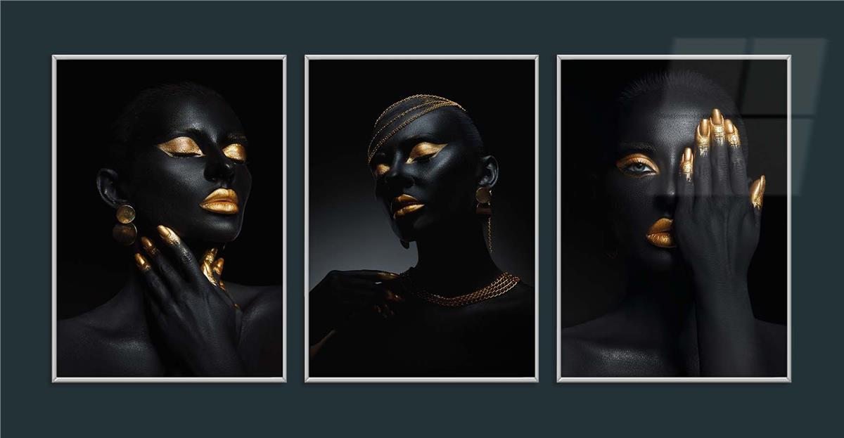 Alüminyum Çerçeveli Sanat Temalı 3lü Set MDF Tablo 0073