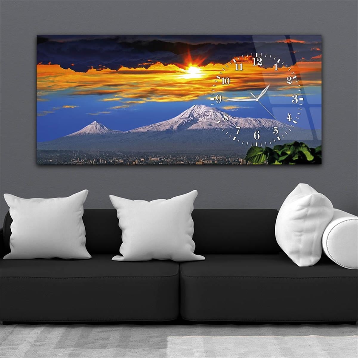 Side-Clock, Art And Nature-Themed Horizontal Glass Wall Painting 003