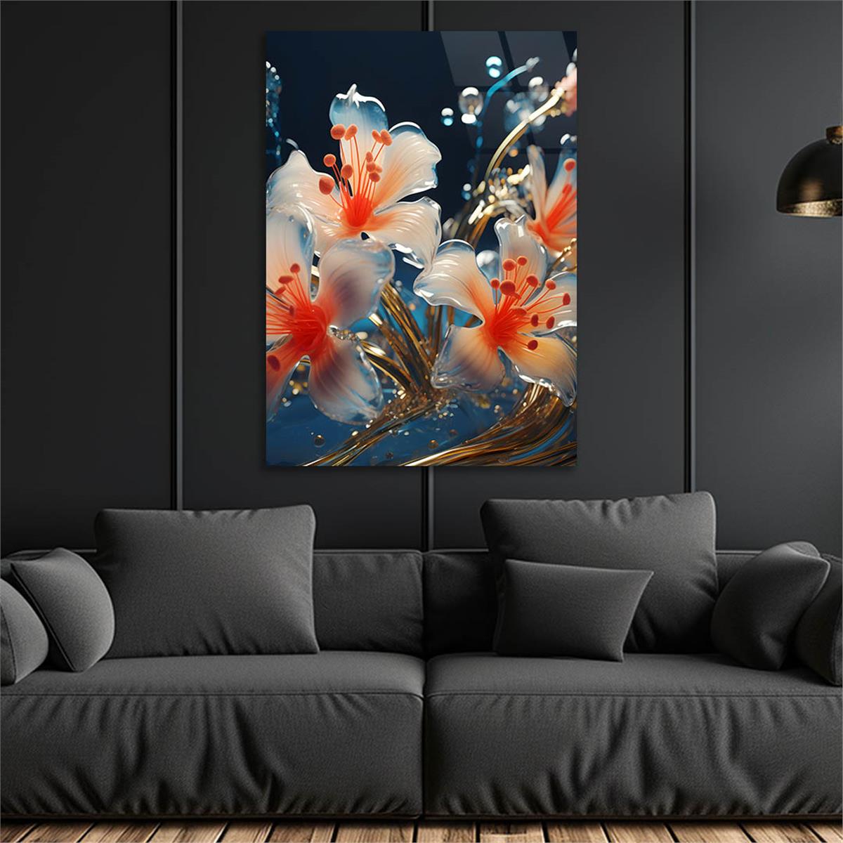 Dikey Sanat Temalı Cam Tablo 357