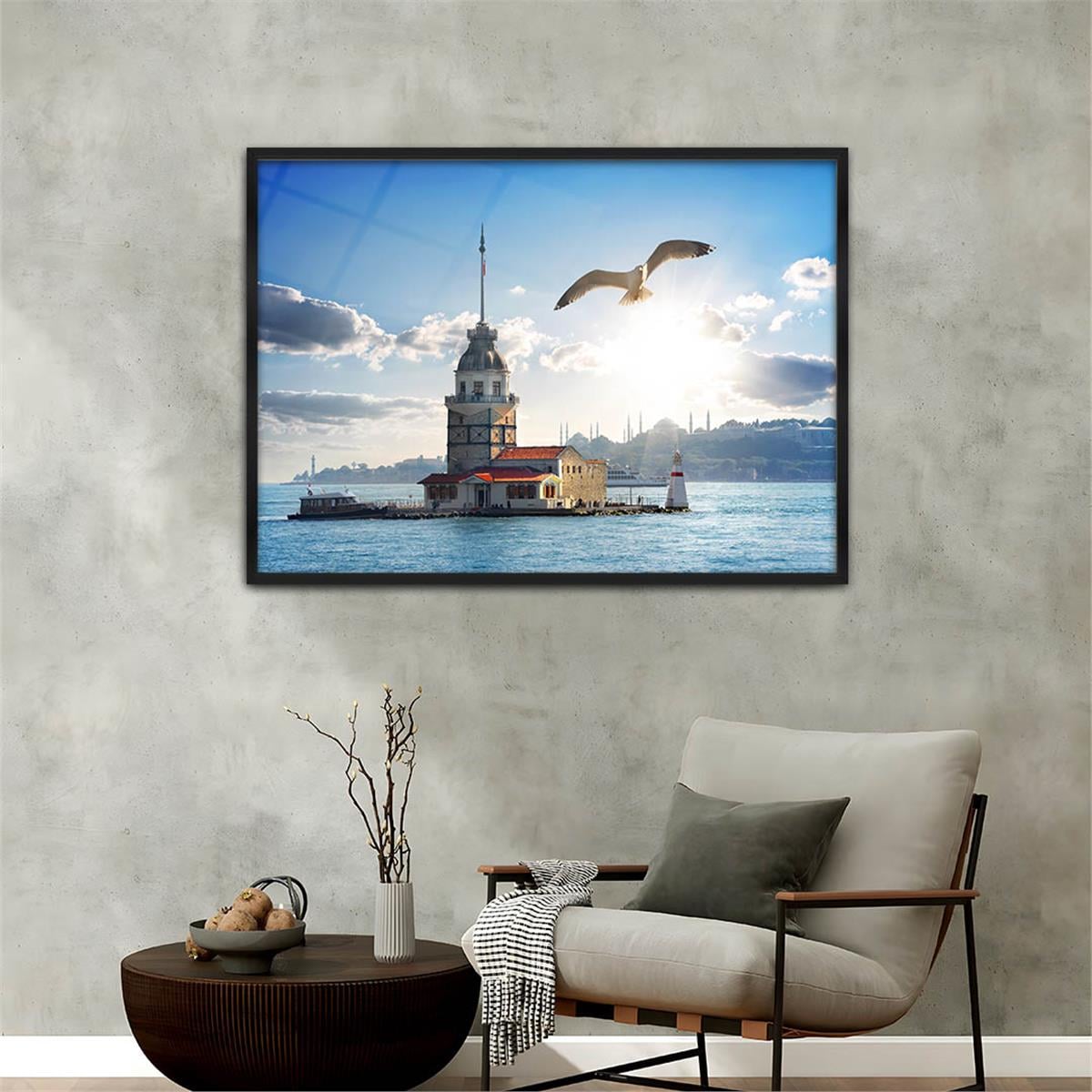 Aluminum-Framed Natured-Themed Tempered Glass Wall Art 001