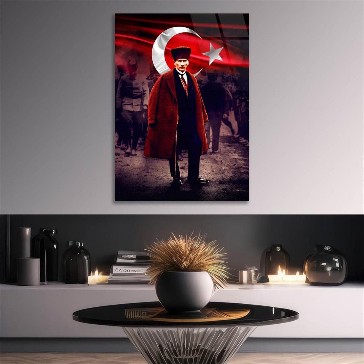 Dikey Vatan Temalı Cam Tablo 297