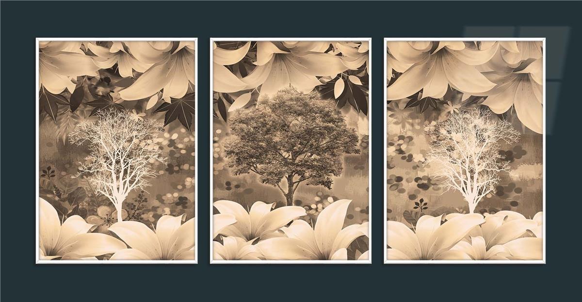 Alüminyum Çerçeveli Sanat Temalı 3lü Set MDF Tablo 0051