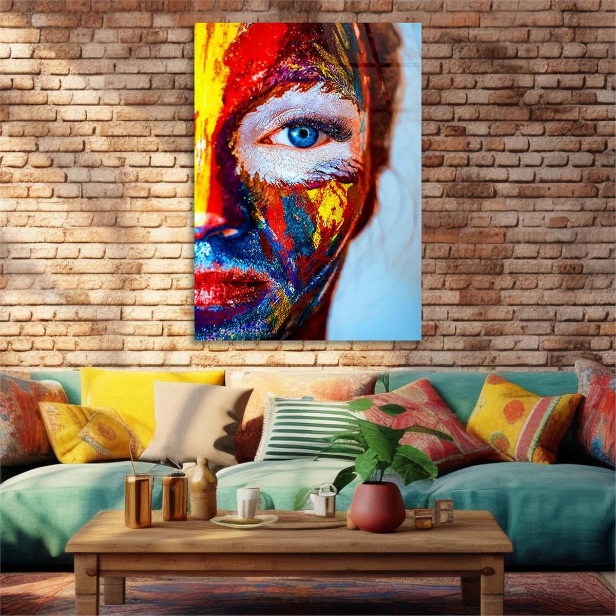 Dikey Sanat Temalı Cam Tablo 506