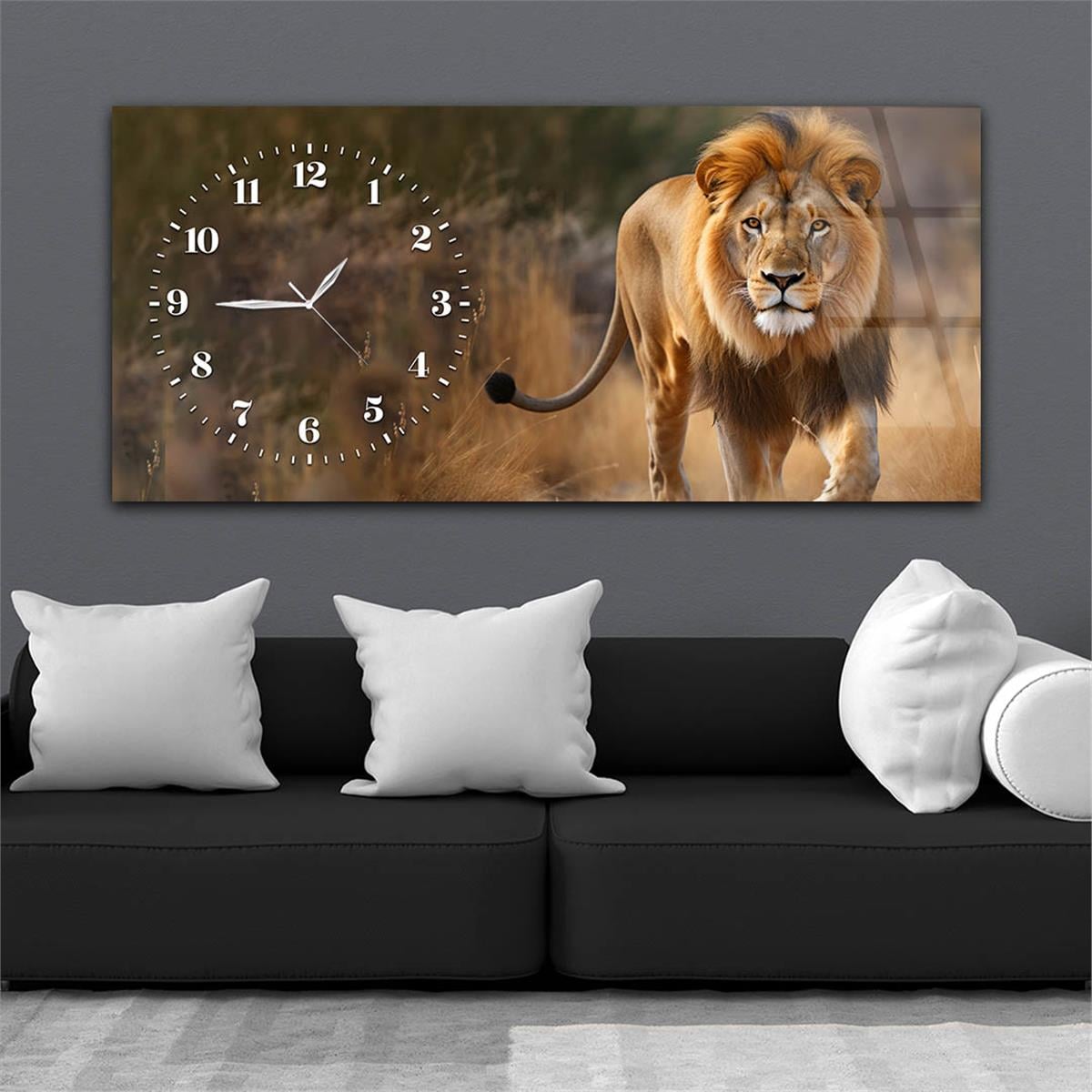 Yatay Saatli Yandan Sanat Temalı Cam Tablo 366