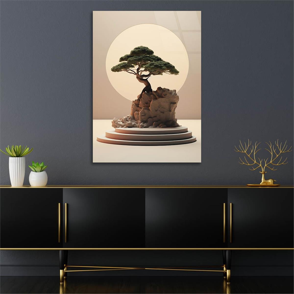 Dikey Doğa Temalı Cam Tablo 393