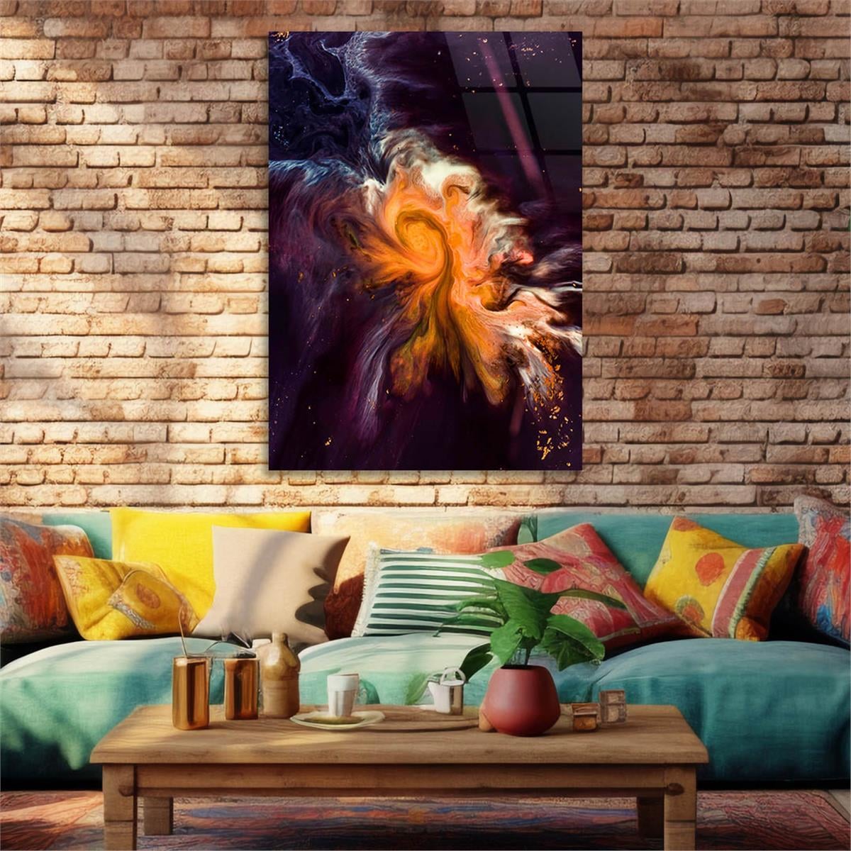 Dikey Sanat Temalı Cam Tablo 492