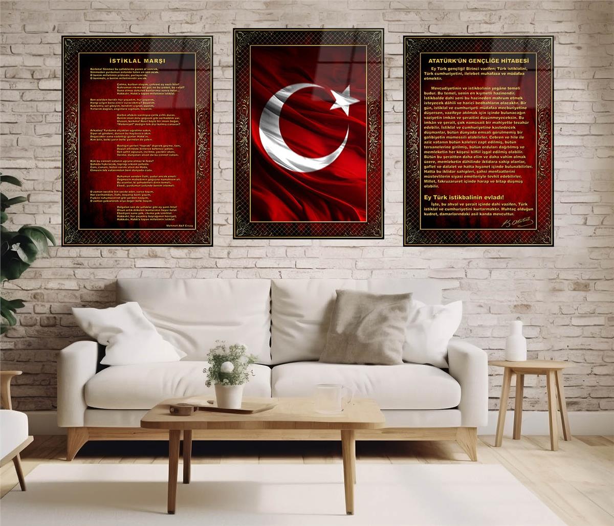  3lü Set VatanTemalı Cam Tablo 16