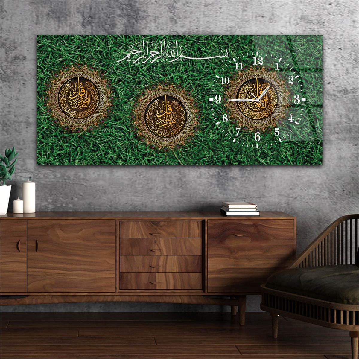 Side-Clock, Religious-Themed Horizontal Glass Wall Painting 060