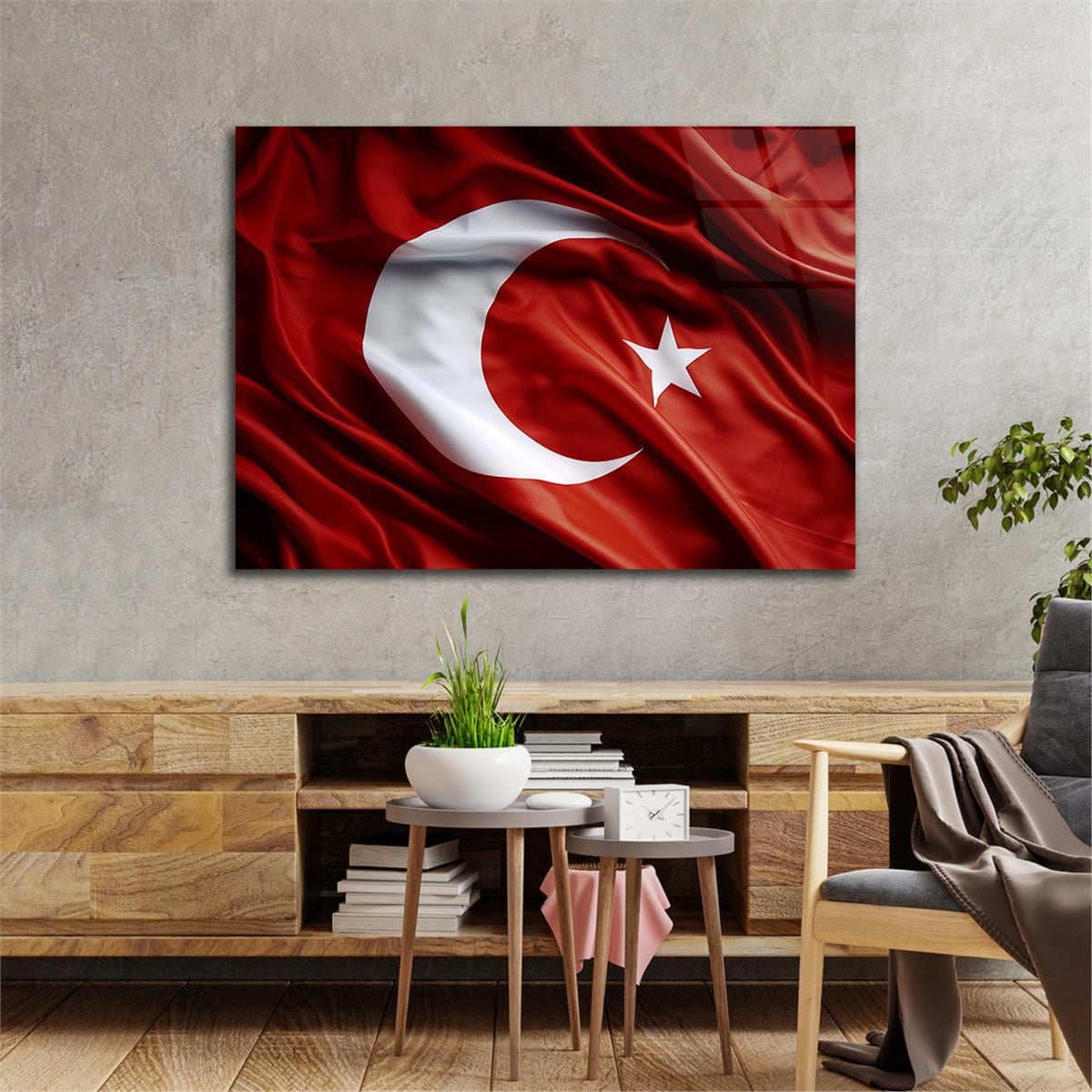 Yatay VatanTemalı Cam Tablo 137