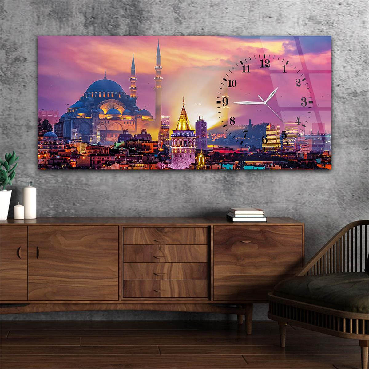 Side-Clock, Religious-Themed Horizontal Glass Wall Painting 026