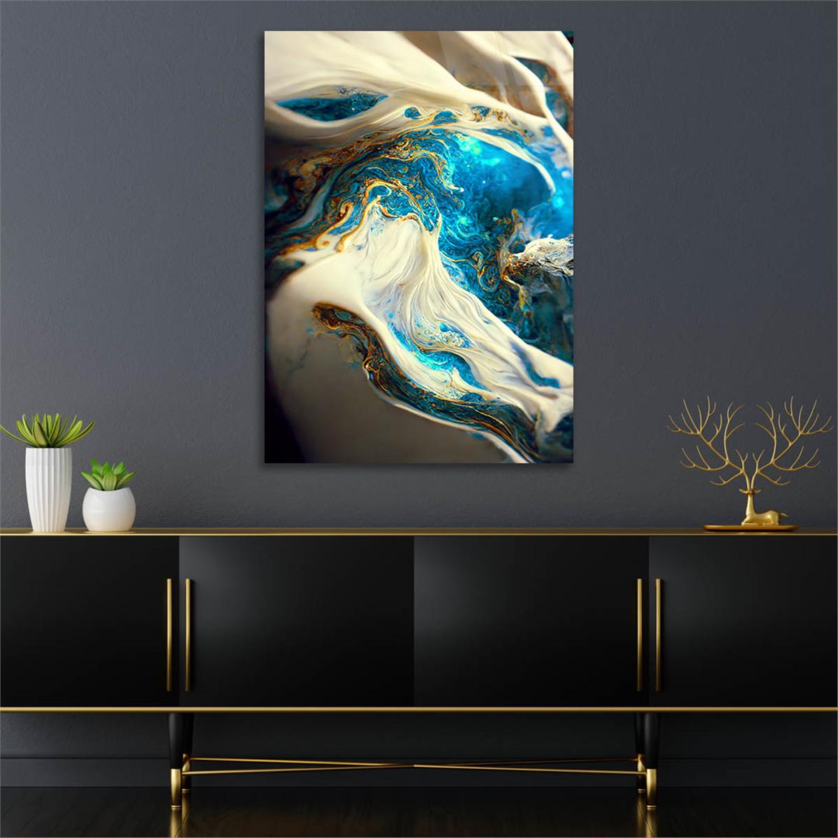 Dikey Sanat Temalı Cam Tablo 559