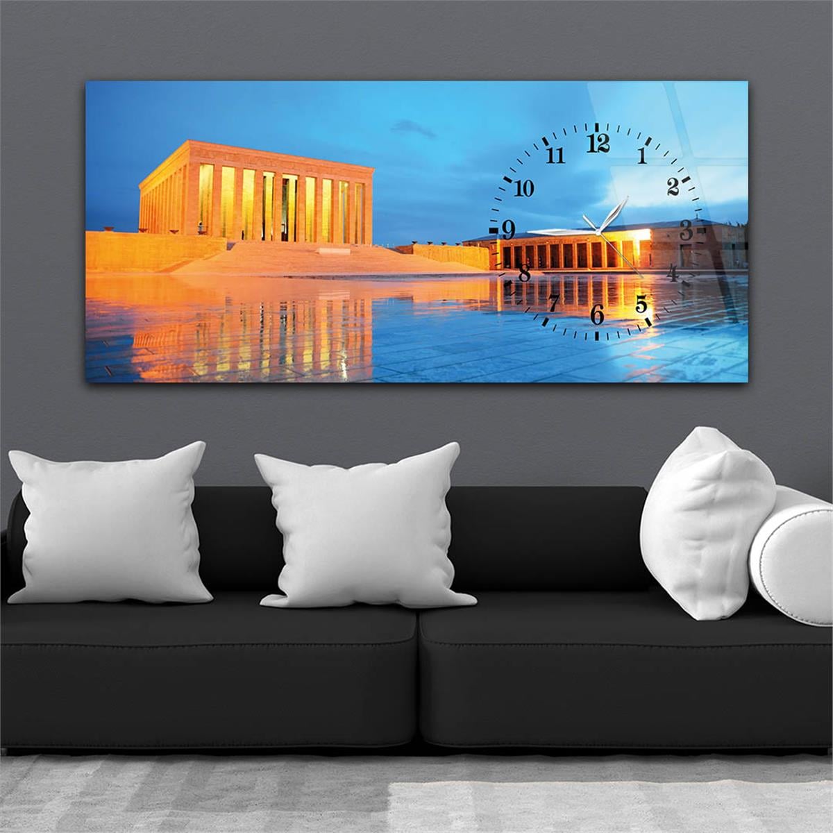 Side-Clock, Homeland-Themed Horizontal Glass Wall Painting 001