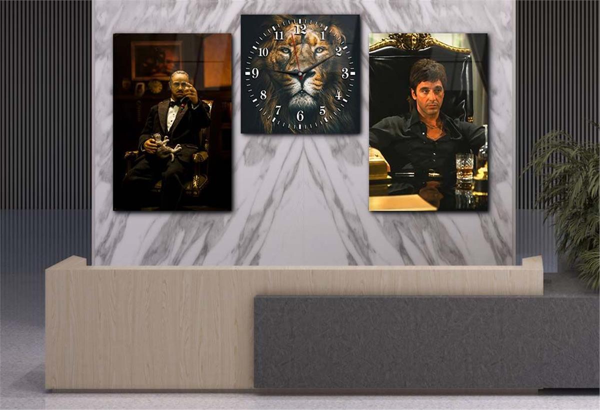 Tempered Glasss Wall Arts Art-Themed Set with Clock