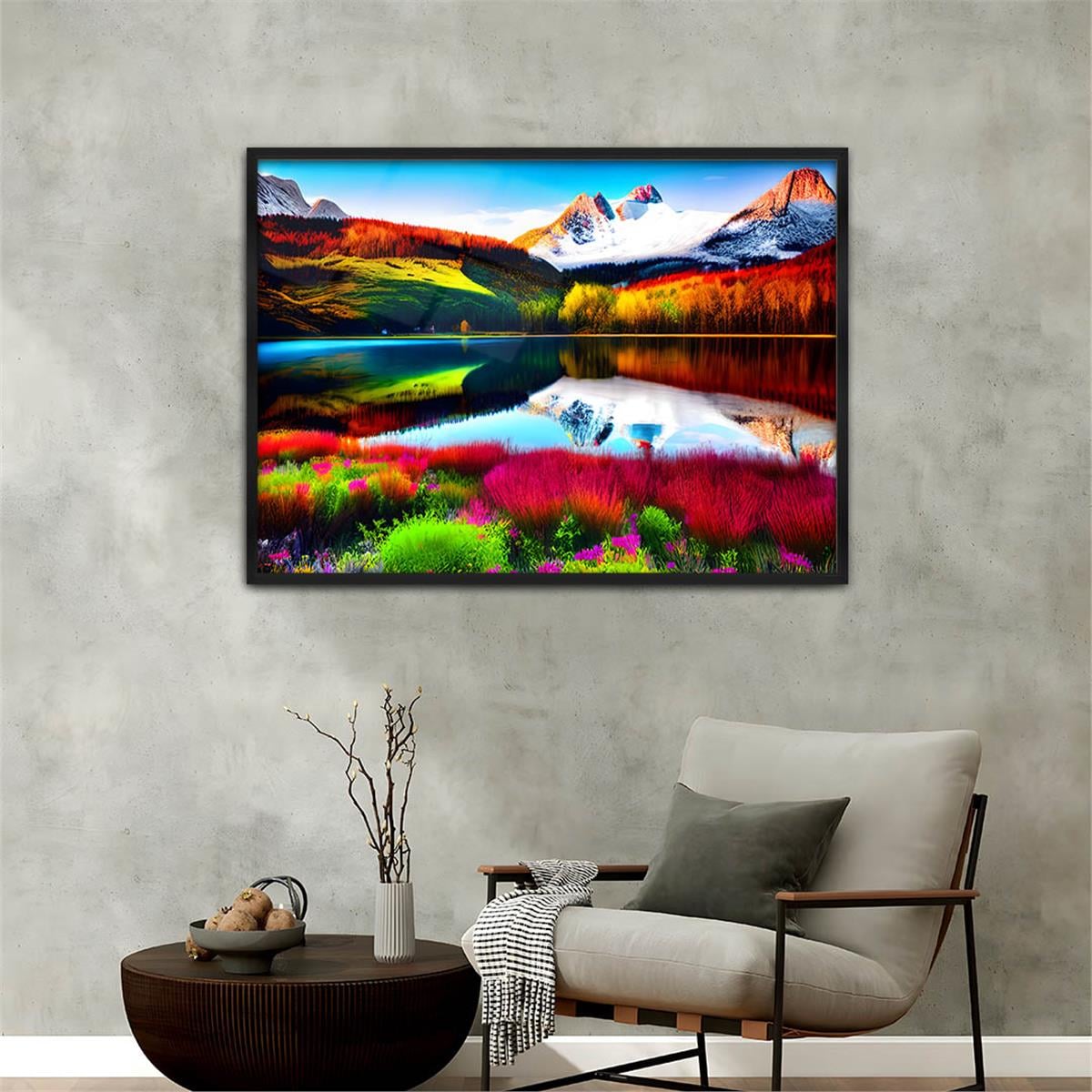 Aluminum-Framed Natured-Themed Tempered Glass Wall Art 030