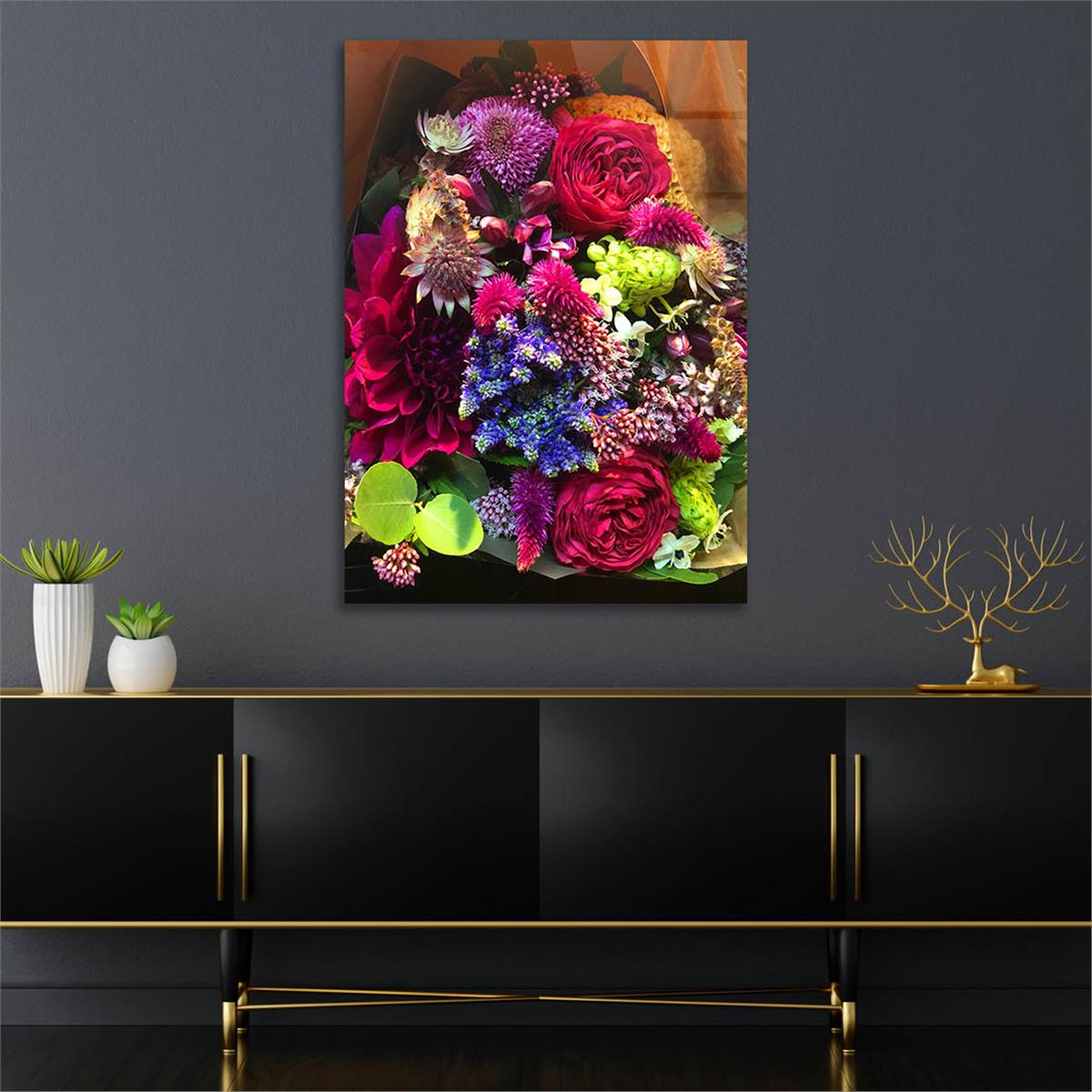 Dikey Sanat Temalı Cam Tablo 573