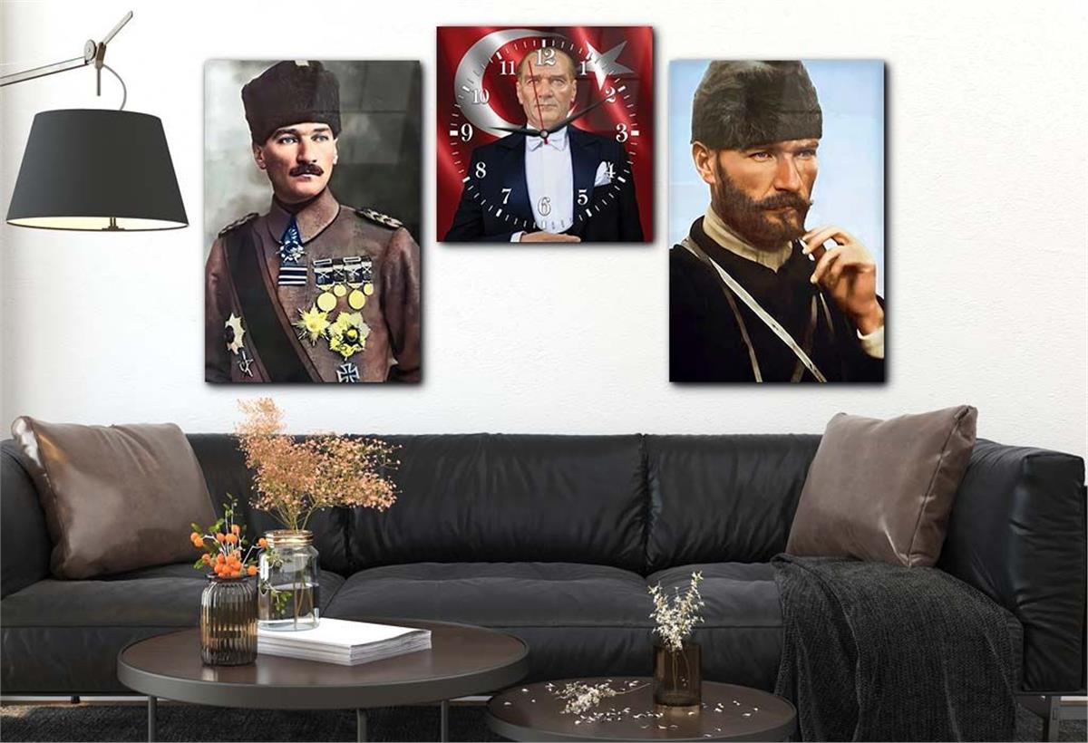 Ensemble de tableaux et dhorloge 2 pièces sur le thème de la nation