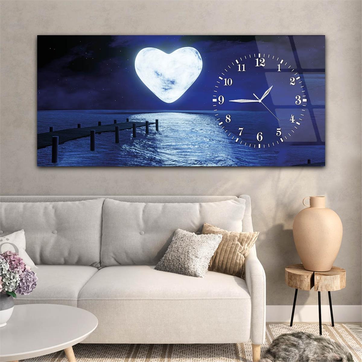 Side-Clock, Art And Nature-Themed Horizontal Glass Wall Painting 004