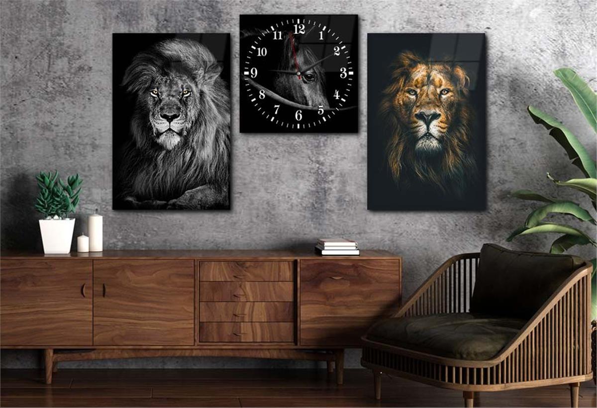 SANAT TEMALI CAM TABLO SAAT SETİ 