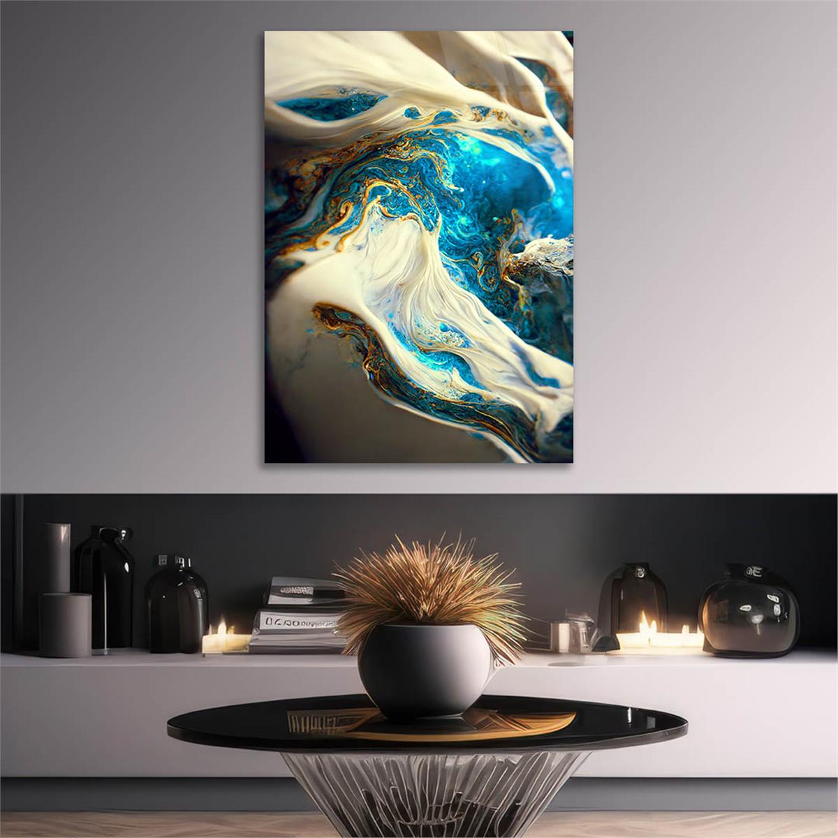 Dikey Sanat Temalı Cam Tablo 559