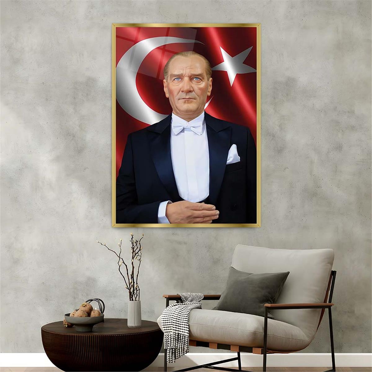 Aluminum-Framed National-Themed Tempered Glass Wall Art 077