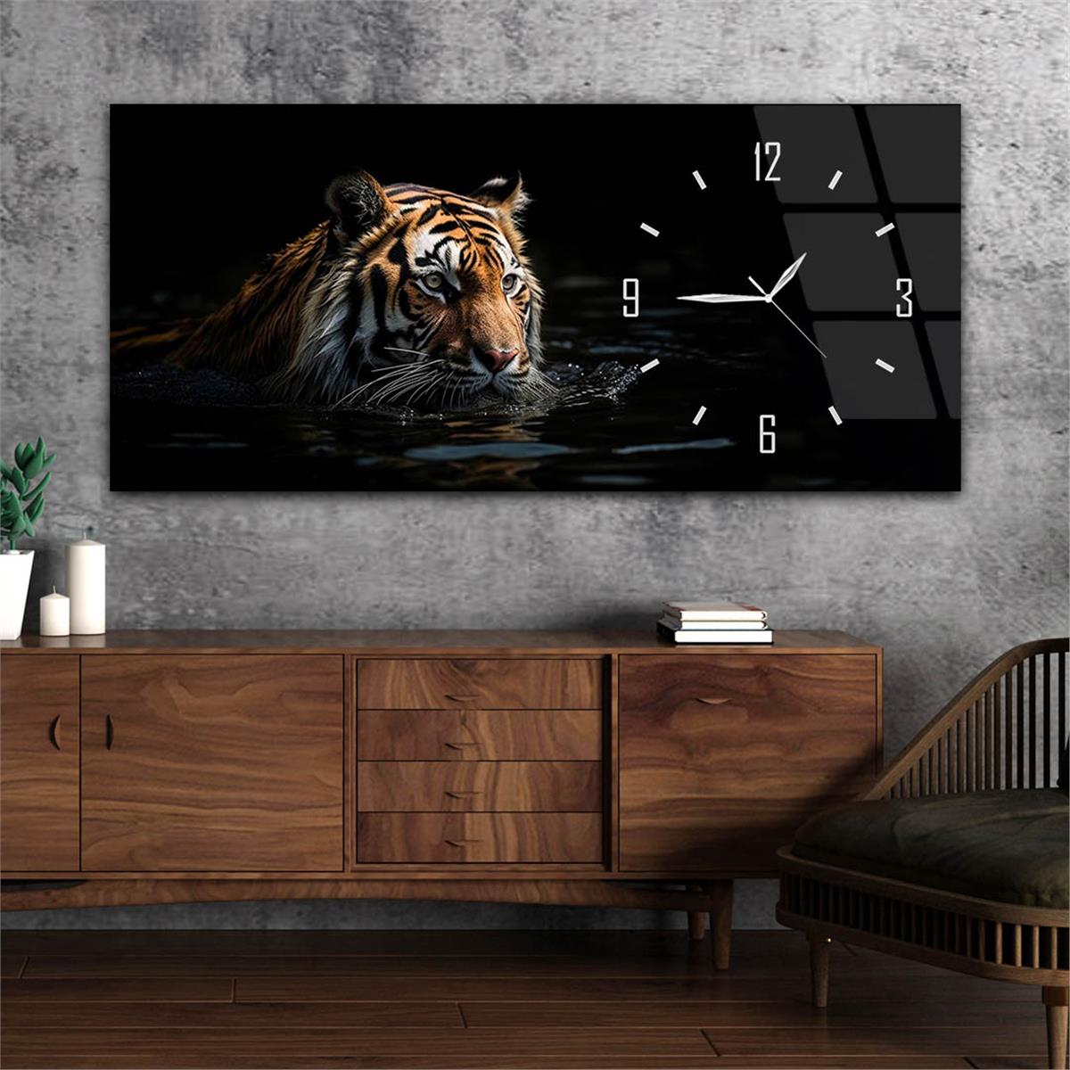 Yatay Saatli Yandan Sanat Temalı Cam Tablo 277