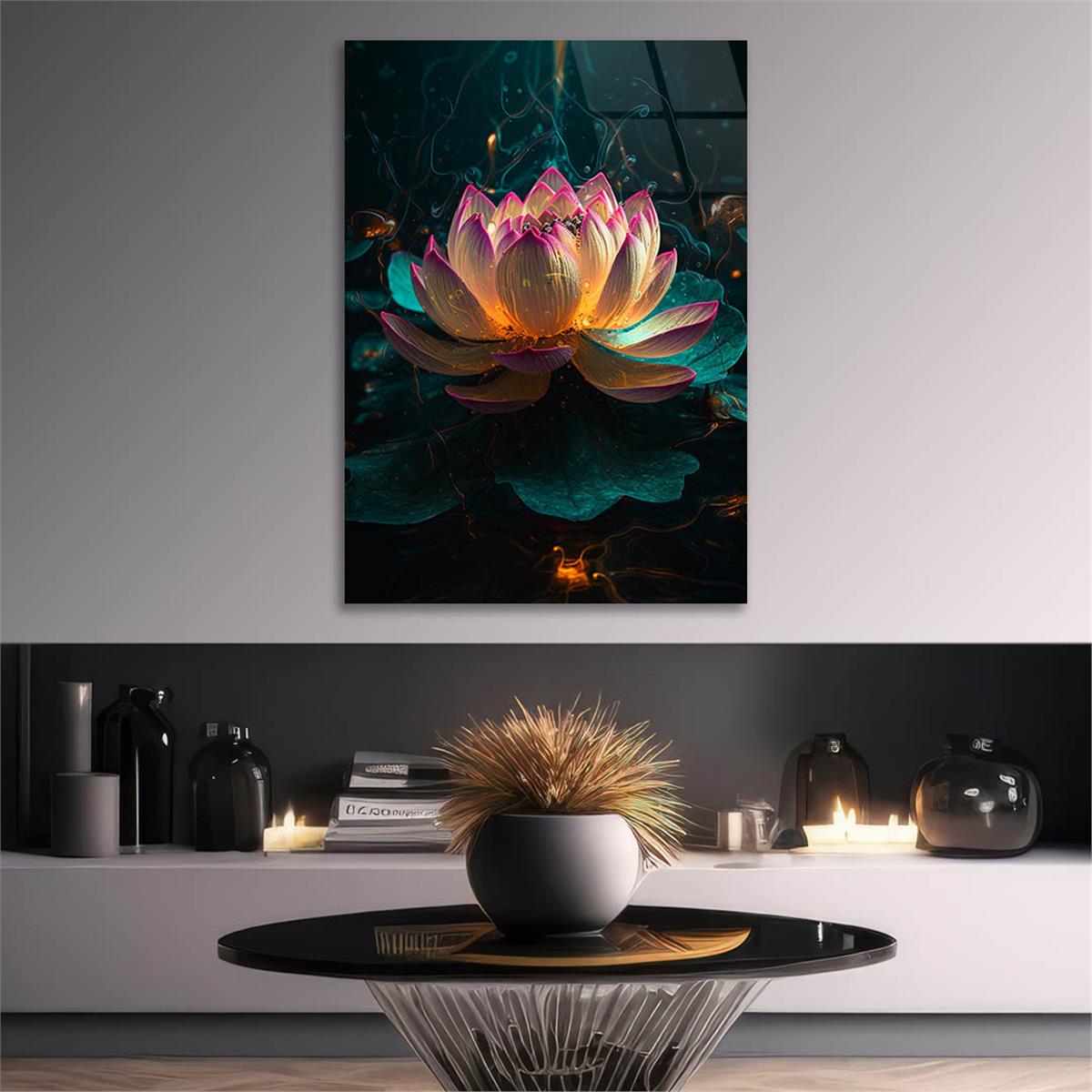 Dikey Sanat Temalı Cam Tablo 503