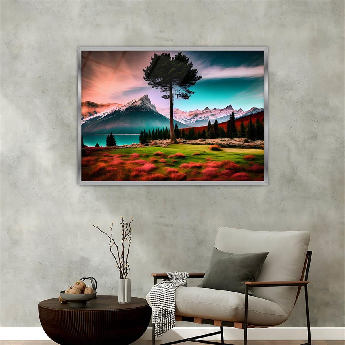 Aluminum-Framed Natured-Themed Tempered Glass Wall Art 026